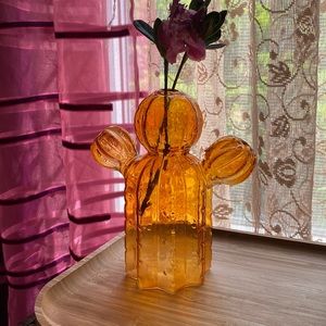 Anthropologie cactus shaped orange flower bud vase